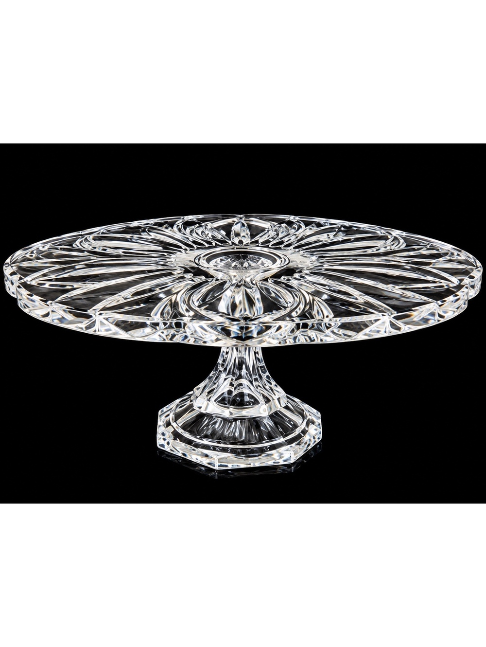 Vintage Crystal Cake Stand Server By Block Wyndham Pattern Heavy Thick 13”